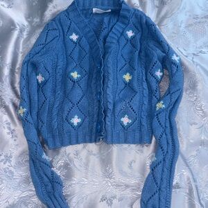 Primark Blue Floral Knit Cardigan